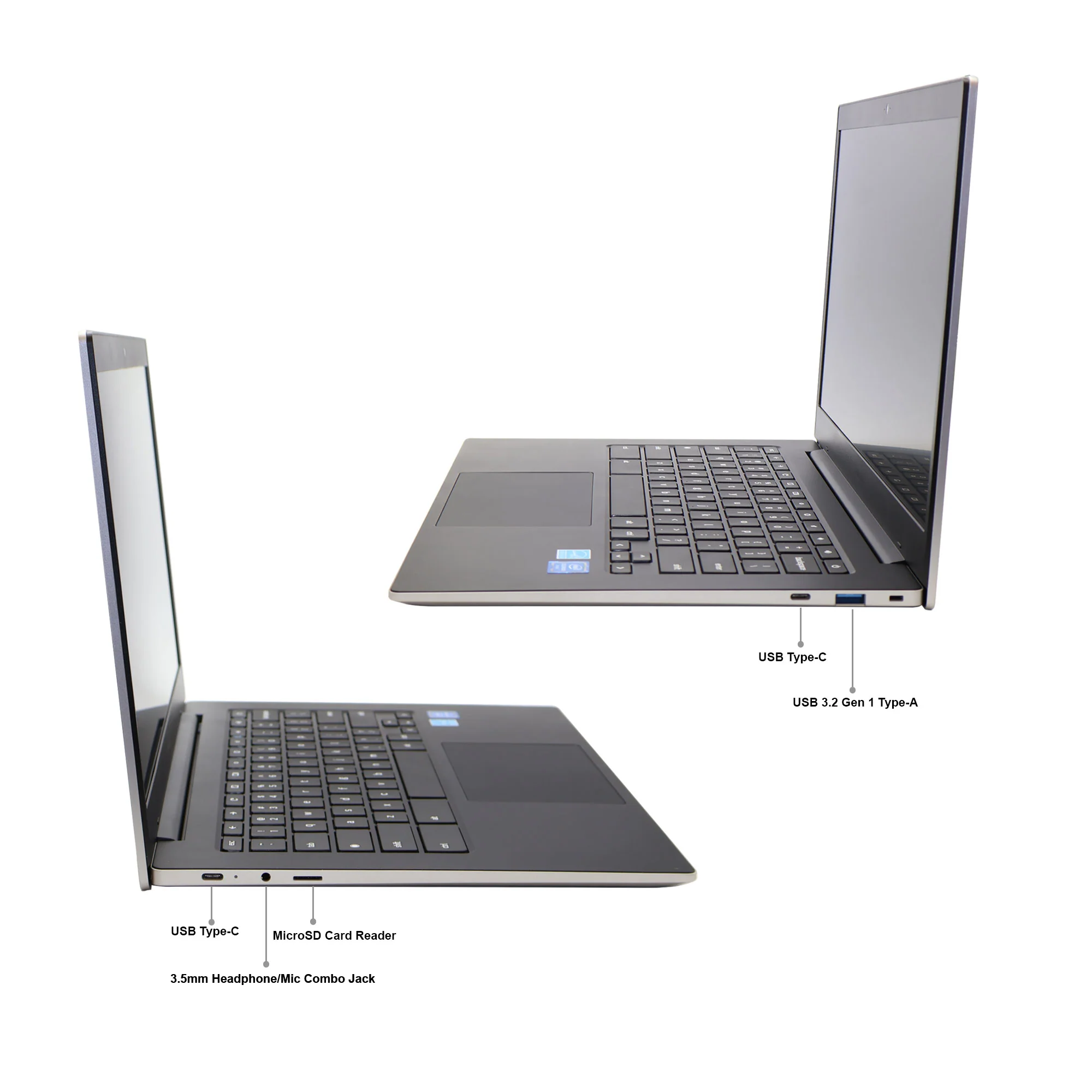 Samsung Galaxy Chromebook Go 14" LED Laptop - Intel Celeron N4500, 4GB RAM, 64GB Storage, ChromeOS (Silver) + 32GB MicroSD Transcend Memory Card + JBL T110 in Ear Headphones + Splash Proof Wear Resistant Polyester Fiber Computer Briefcase Laptop Bags - Image 3