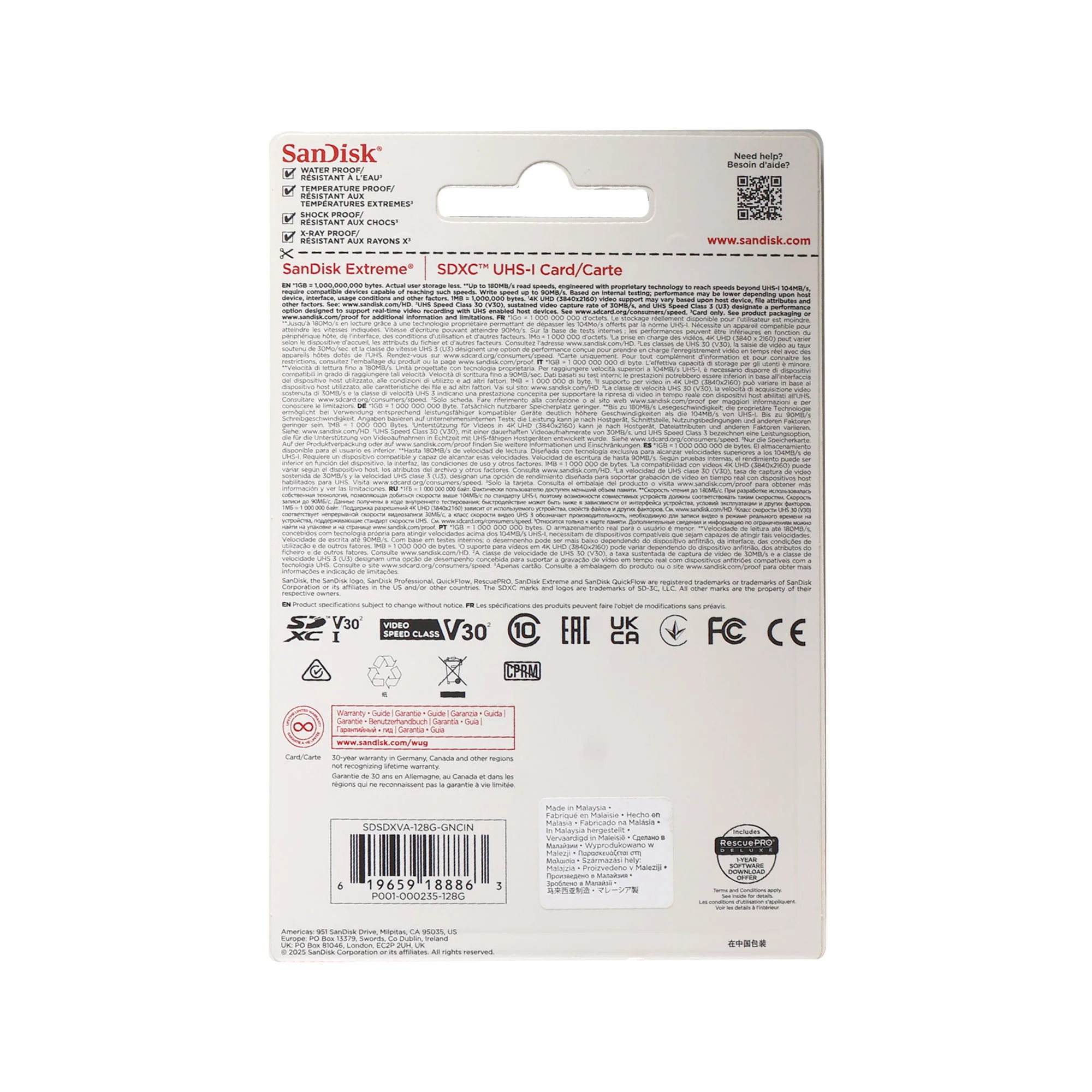 Sandisk 128GB Extreme SDXC UHS-I Memory Card - Image 2