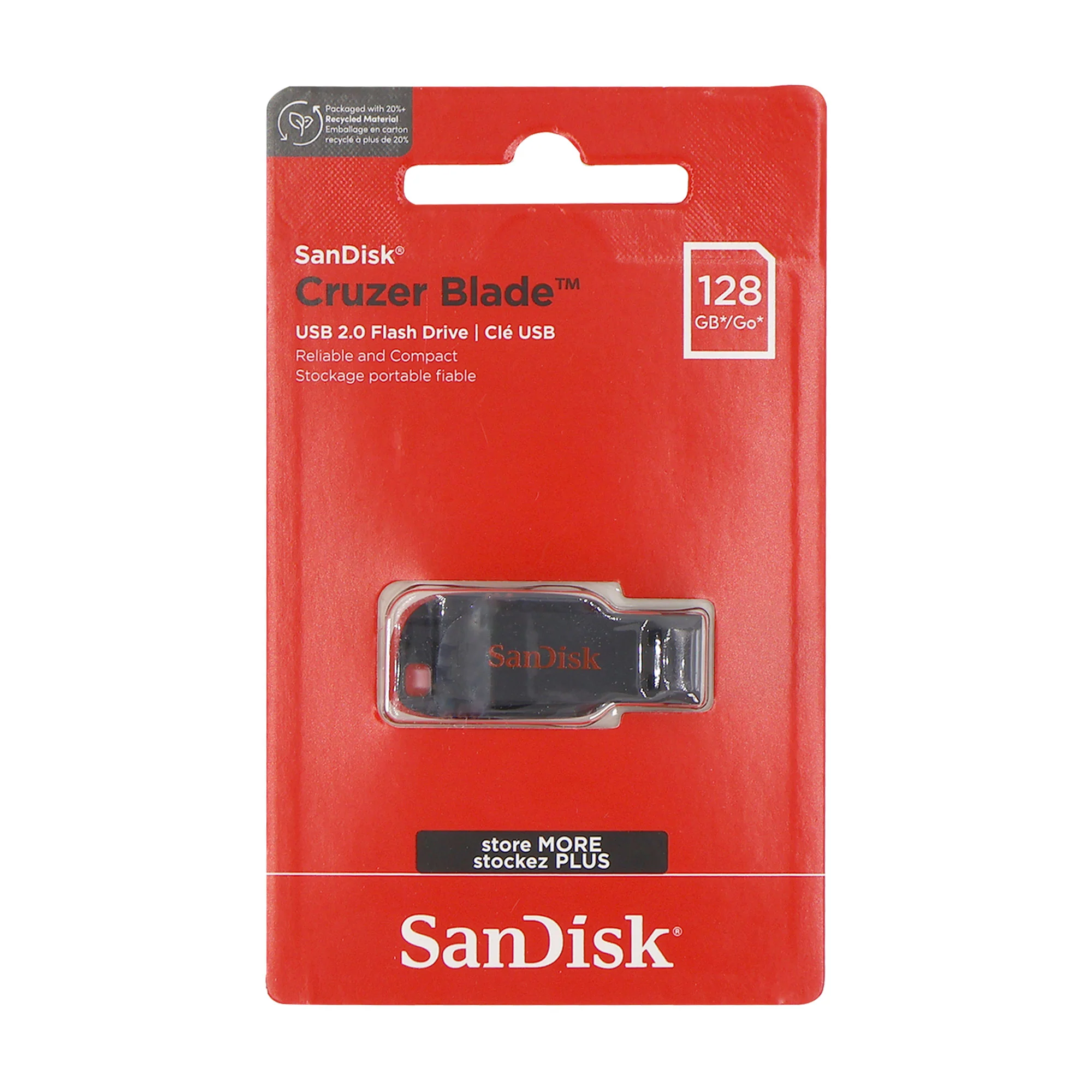 SanDisk Cruzer Blade USB Flash Drive - 128GB (Red)