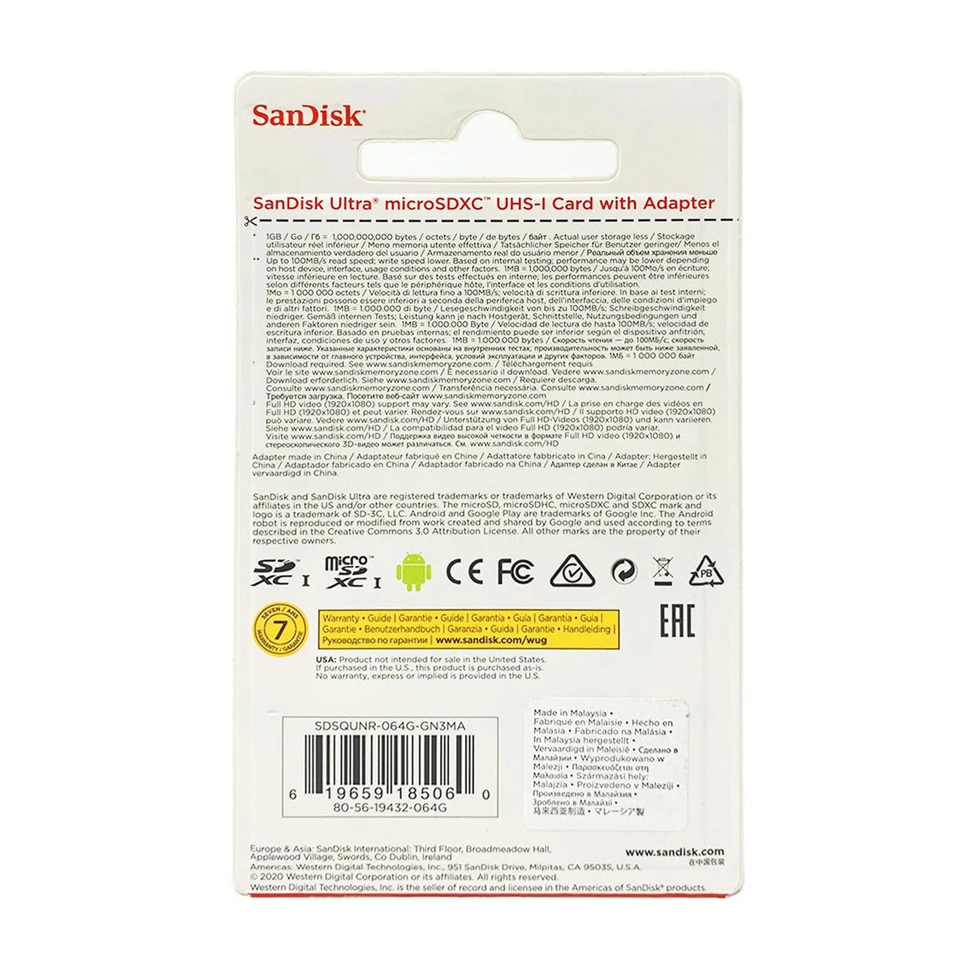 5x SanDisk Ultra 64GB microSDXC Memory Card UHS-1 Upto 100 MB/s Class 10 Full HD Video with SD Adapter - Image 4