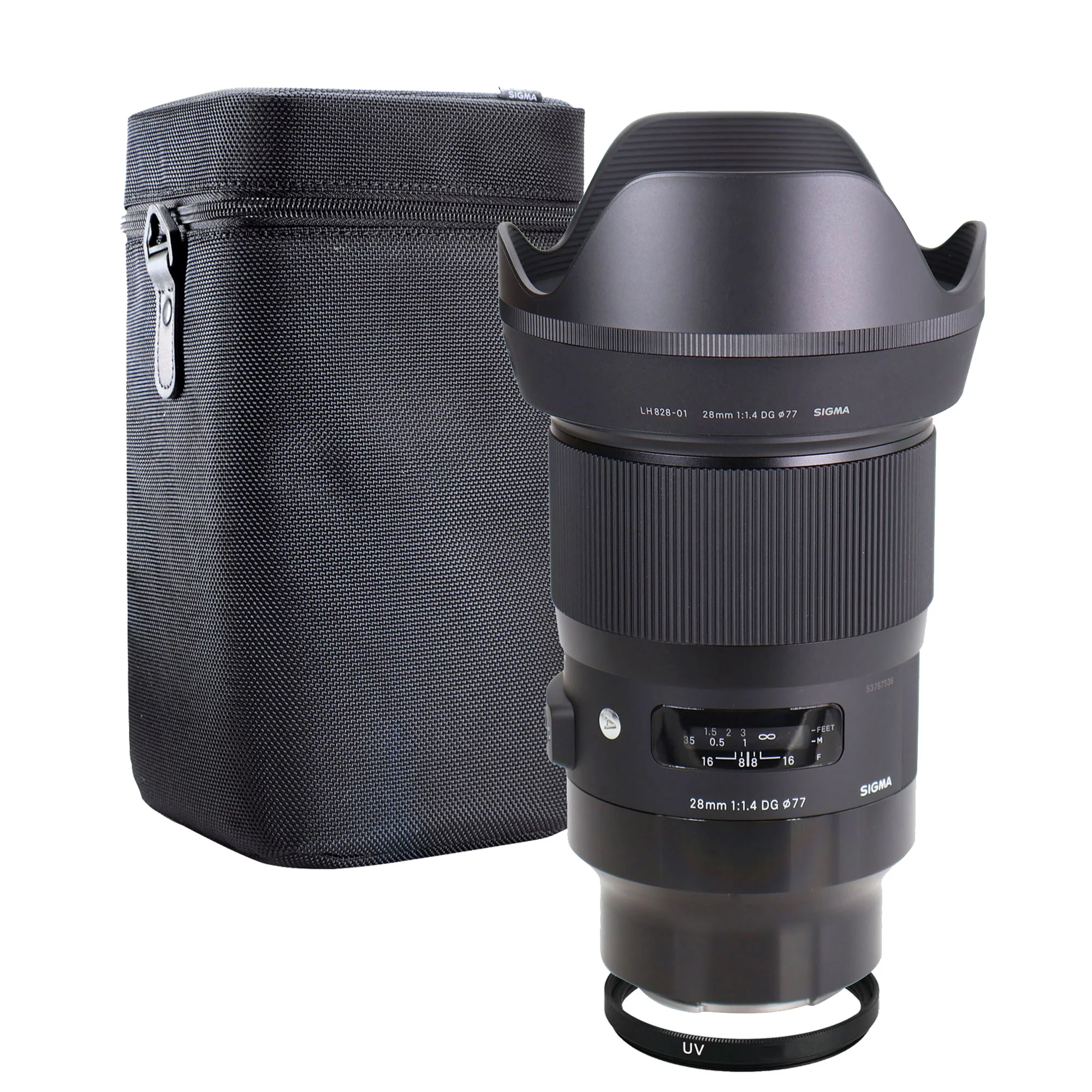 Sigma 28mm f/1.4 DG HSM Art Lens (Sony E) + 77mm Digital HD UV Filter