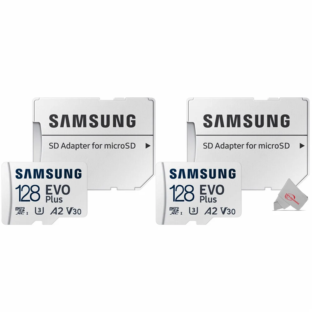 Samsung EVO Plus MicroSD 128GB, 130MBs Memory Card with Adapter - 2 Pack
