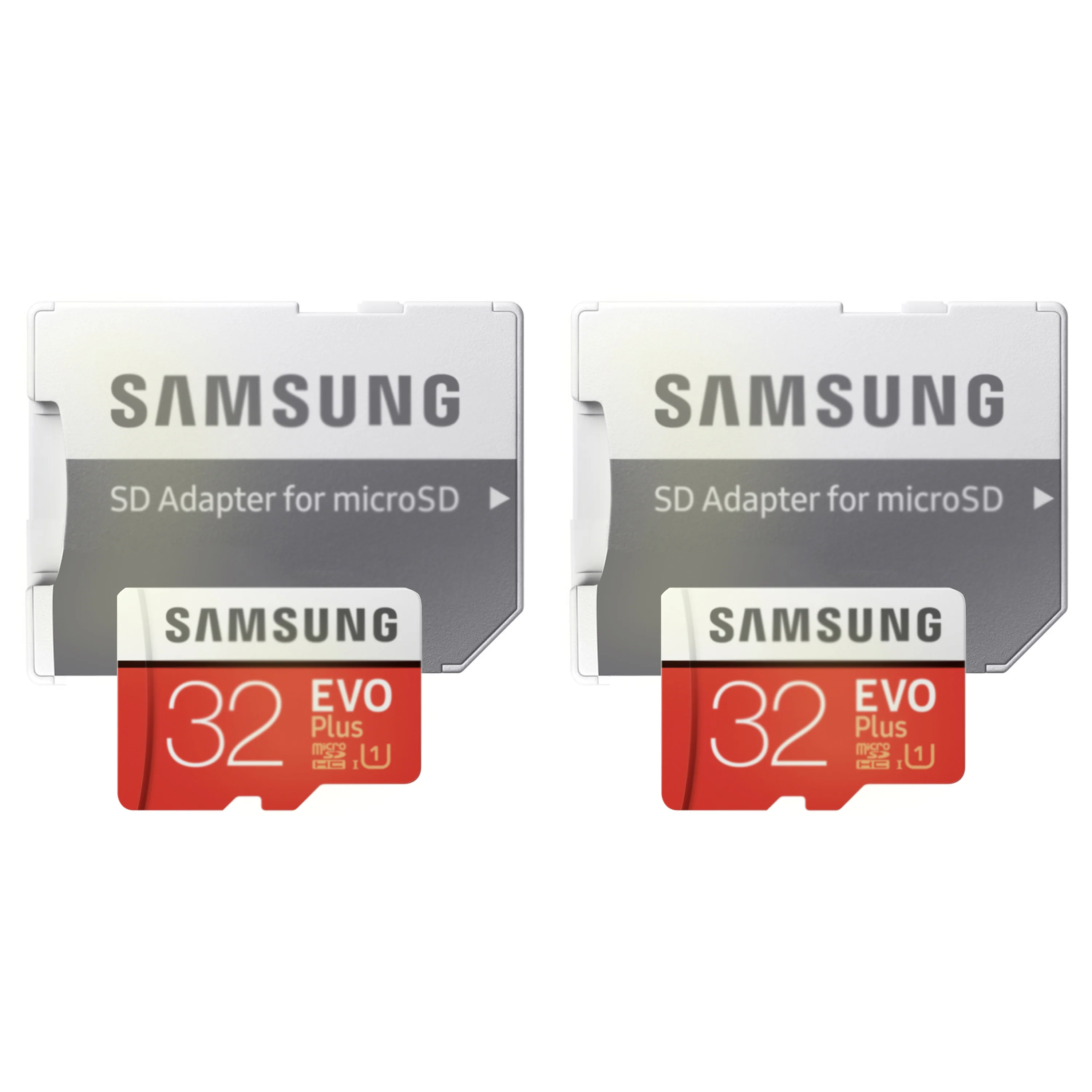 2x Samsung 32GB EVO Plus UHS-I microSDHC Memory Card with SD Adapter