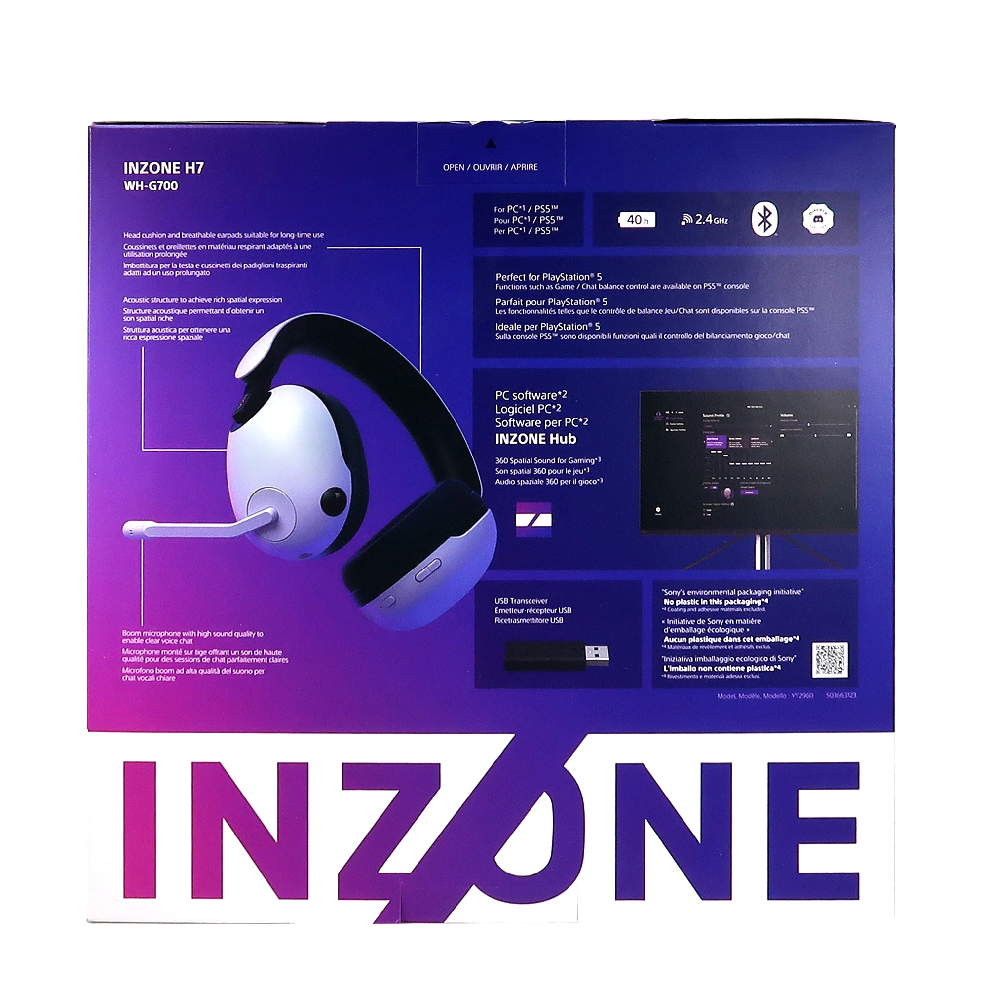 Sony INZONE H7 Wireless Gaming Headset (White) WH-G700 - Image 8