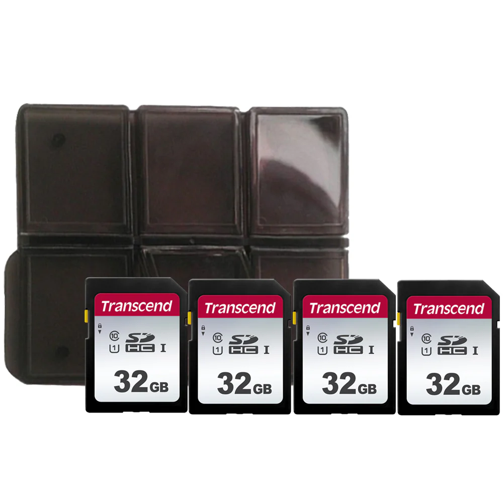 4x Transcend 32GB SDXC/SDHC 300S Memory Card TS32GSDC300S + Memory Card Holder
