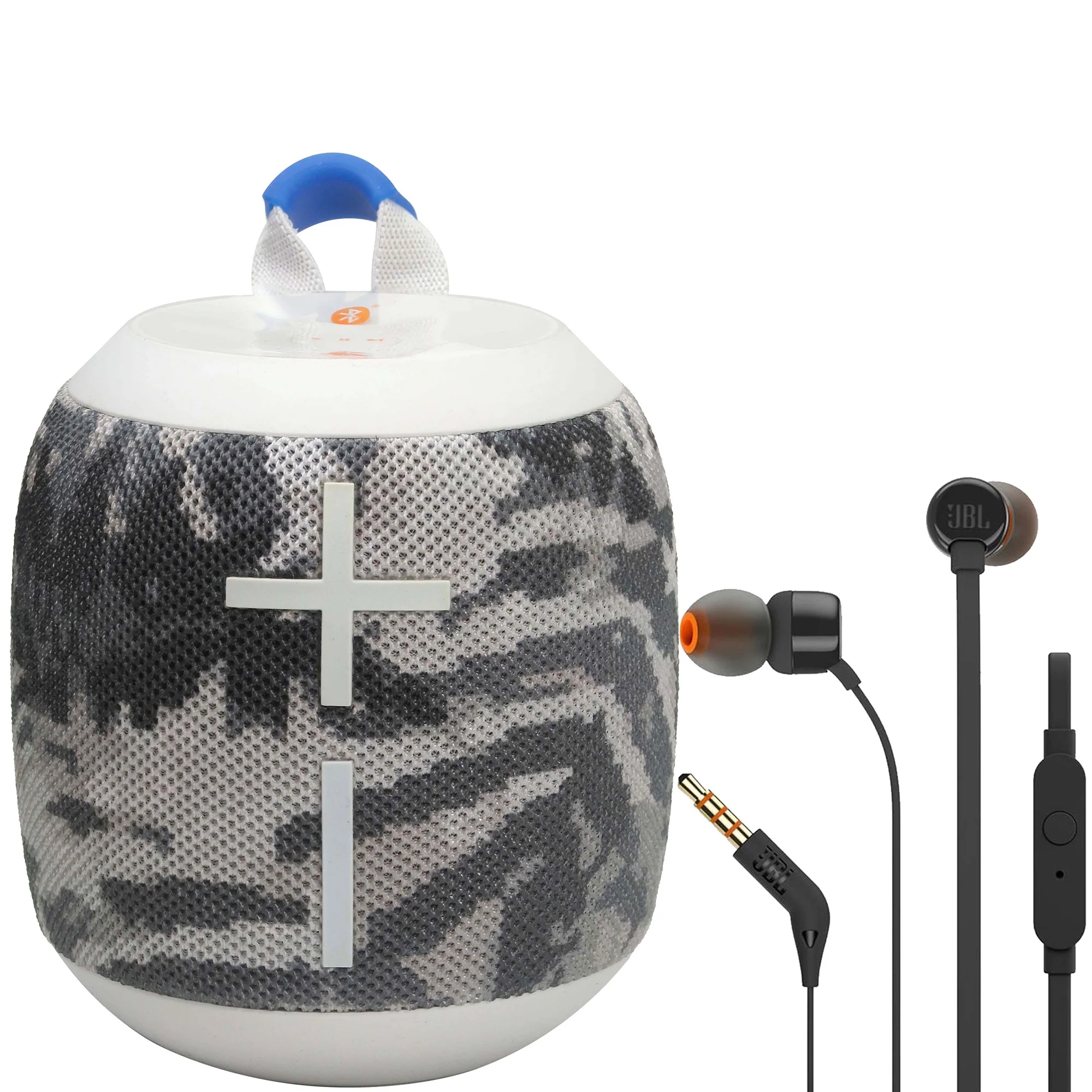 Ultimate Ears WONDERBOOM 2 Portable Bluetooth Speaker (Jungle Grey) + JBL T110 in Ear Headphones Black