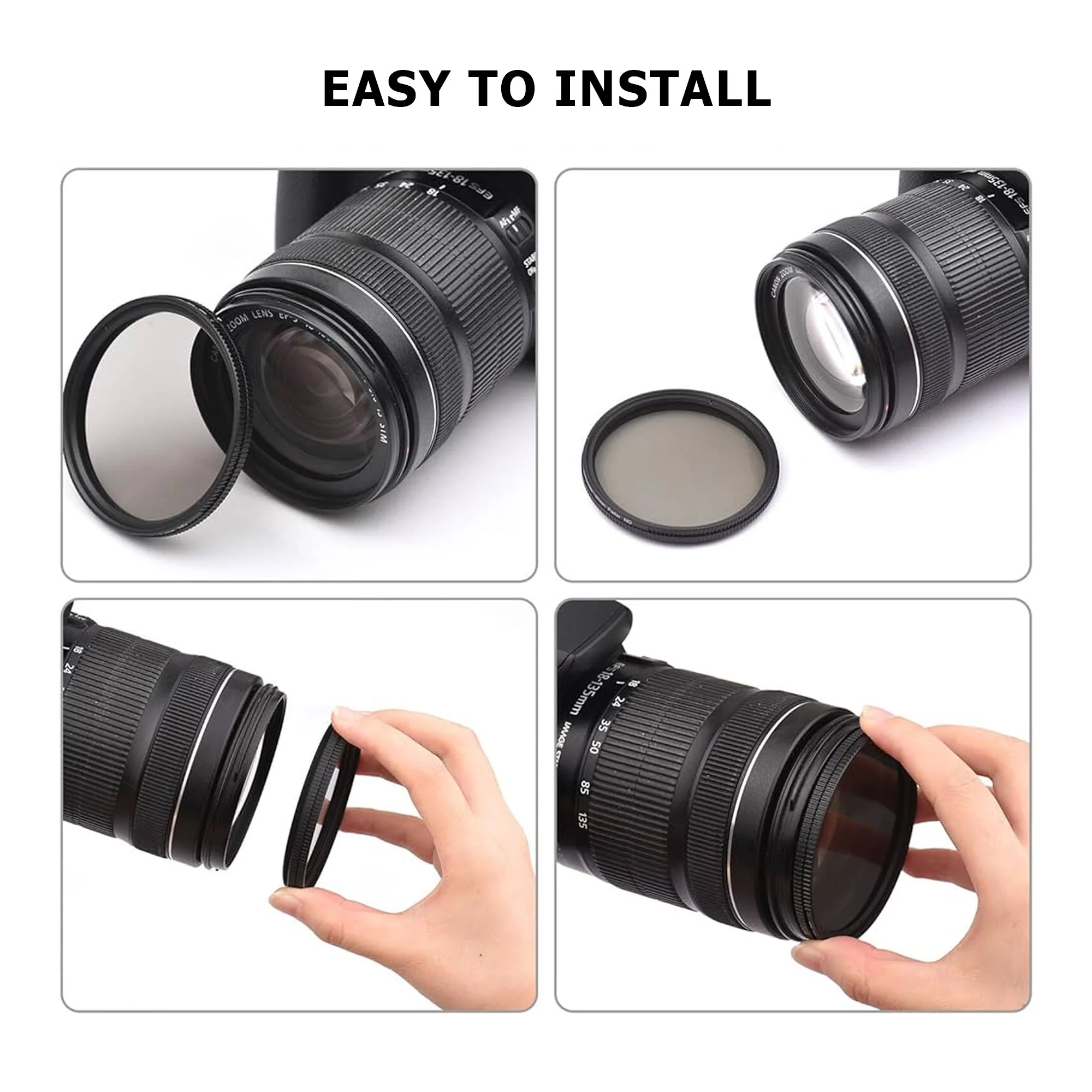 72mm ND 3pc filter kit ND2 ND4 ND8 + 72MM +1 +2 +4 +10 Close Up Macro Diopter Filter Set for 72mm Thread Lenses + 72mm Filter Kit + Lens Cap Holder + 72mm Lens Hood + Lens Cleaning Pen + Dust Blower + 72mm Snap On Lens Cap Front Dust Cover + Cleaning Kit - Image 5