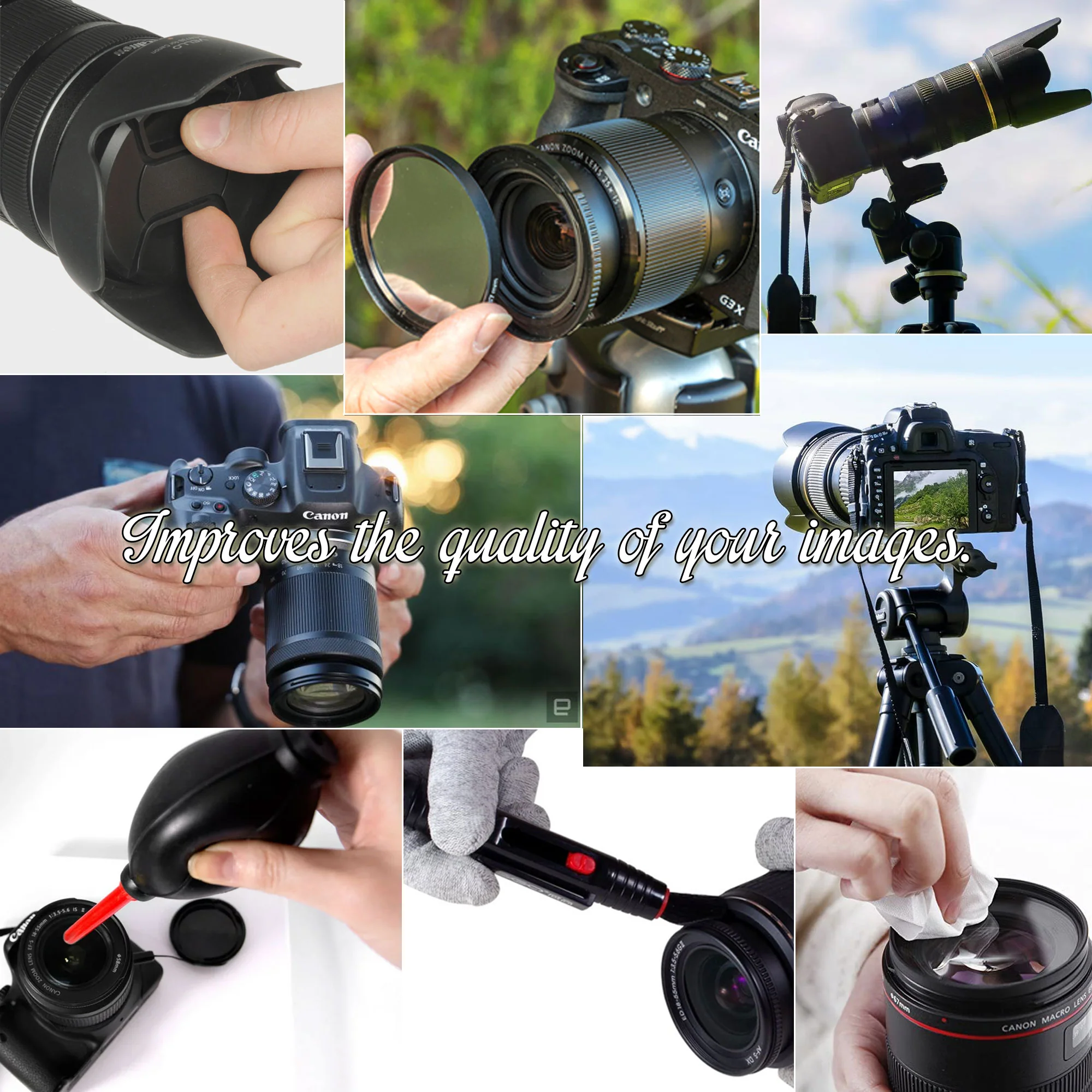 72mm ND 3pc filter kit ND2 ND4 ND8 + 72MM +1 +2 +4 +10 Close Up Macro Diopter Filter Set for 72mm Thread Lenses + 72mm Filter Kit + Lens Cap Holder + 72mm Lens Hood + Lens Cleaning Pen + Dust Blower + 72mm Snap On Lens Cap Front Dust Cover + Cleaning Kit - Image 7