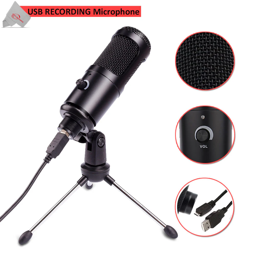 Vivitar Cardioid Condenser Recording USB Microphone Great for Podcasting with Mic Stand and Smartphone Strand - Image 3