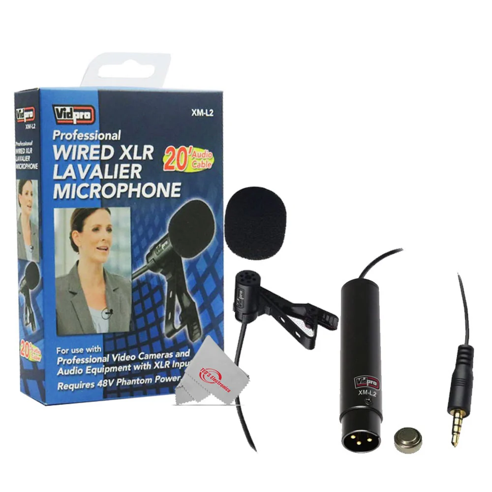 Vidpro Professional Wired XLR Lavalier Microphone XM-L2 for Pro Audio Equipment with XLR put