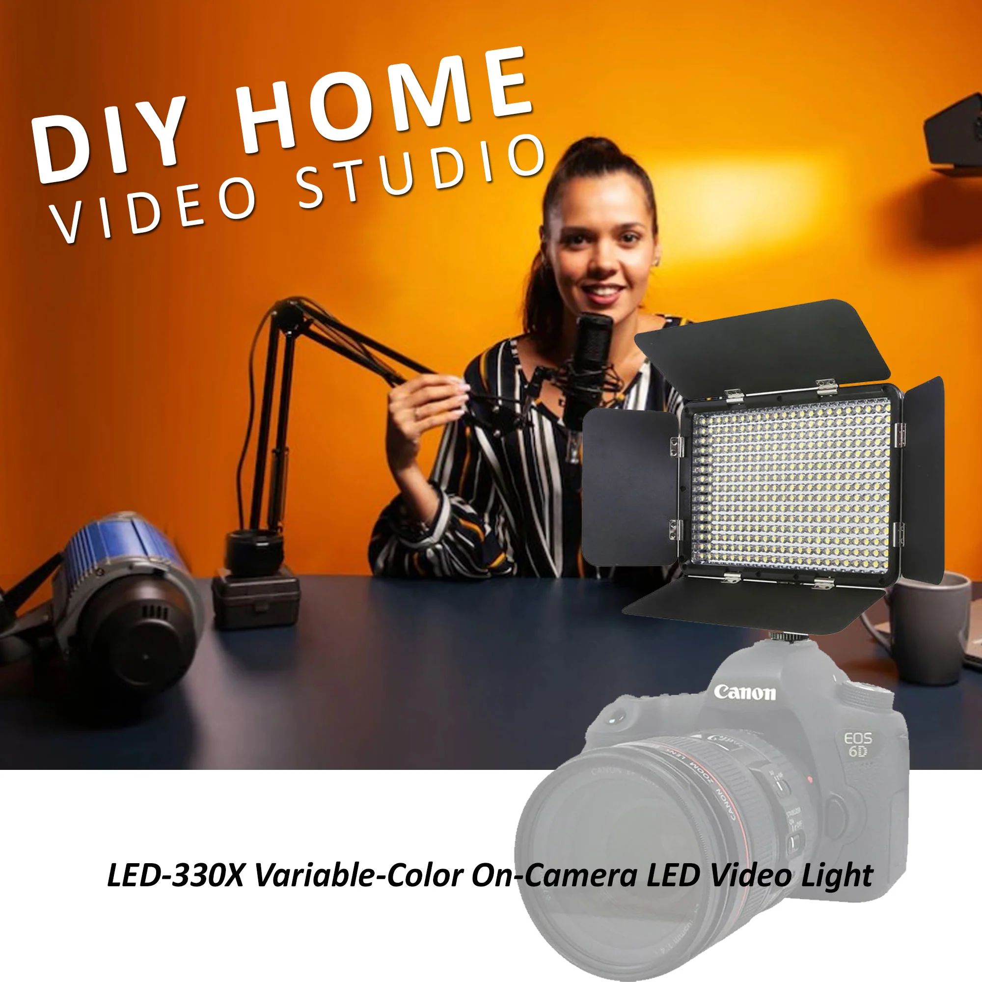 Ultra Slim Super-Powerful 330 Bead LED Light Panel 5000 Lux Output 175W (Equivalent) with Light Stand Mount and On Camera Shoe Mount