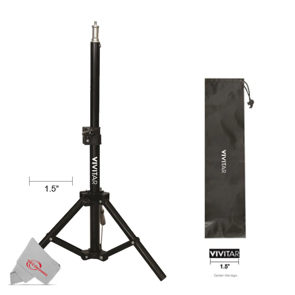 Vidpro LED-330X Varicolor Studio Video Lighting Kit with Built-in Barn Doors & Diffuser Includes Li-ion Battery & Charger, AC Adapter, Adjustable Shoe Mount + Vivitar Tabletop 27" Adjustable Height Multipurpose Light Stand Solid Locking System with Carryi - Image 10
