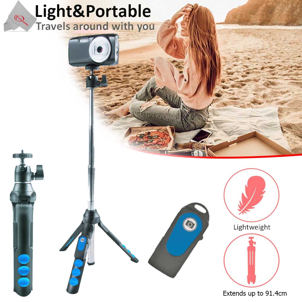 Neoprene Compact Protective Carrying Case for Digital Camera + Cleaning Kit + Transcend 128GB SDXC/SDHC 300S Memory Card + Li-On Battery For Canon NB-11LH + 7-in-1 Streaming Essentials Selfie Tripod Selfie Stick - Image 6
