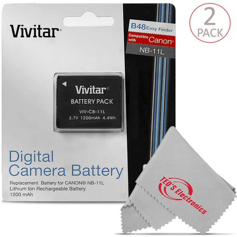 Two Vivitar VIV-CB-11LH Li-On Rechargeable Battery for Canon NB-11LH + Two Vivitar Battery Charger for Canon NB-11L/NB-11LH - Image 2