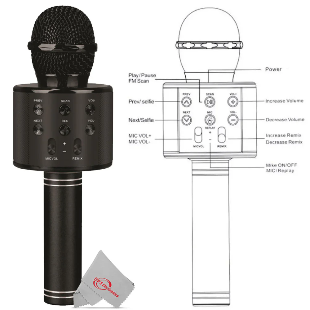 Vivitar Wireless Bluetooth Karaoke Microphone USB Powered High Quality Sound for Wireless Speaker, Voice Recorder and Loudspeaker - Image 3