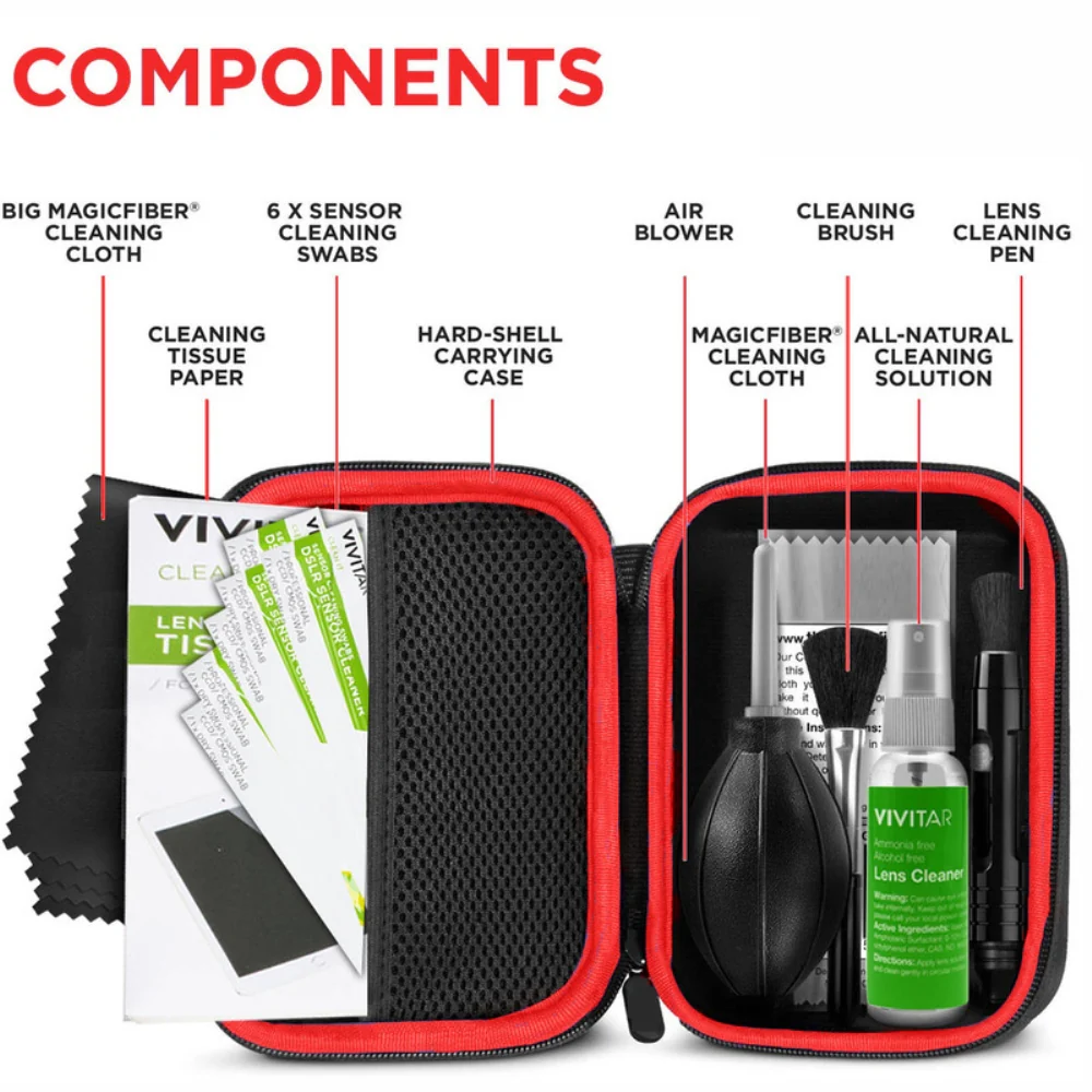 Vivitar Professional Cleaning Kit APS-C DSLR Cameras Sensor Cleaning Swabs with Carry Case - Image 3