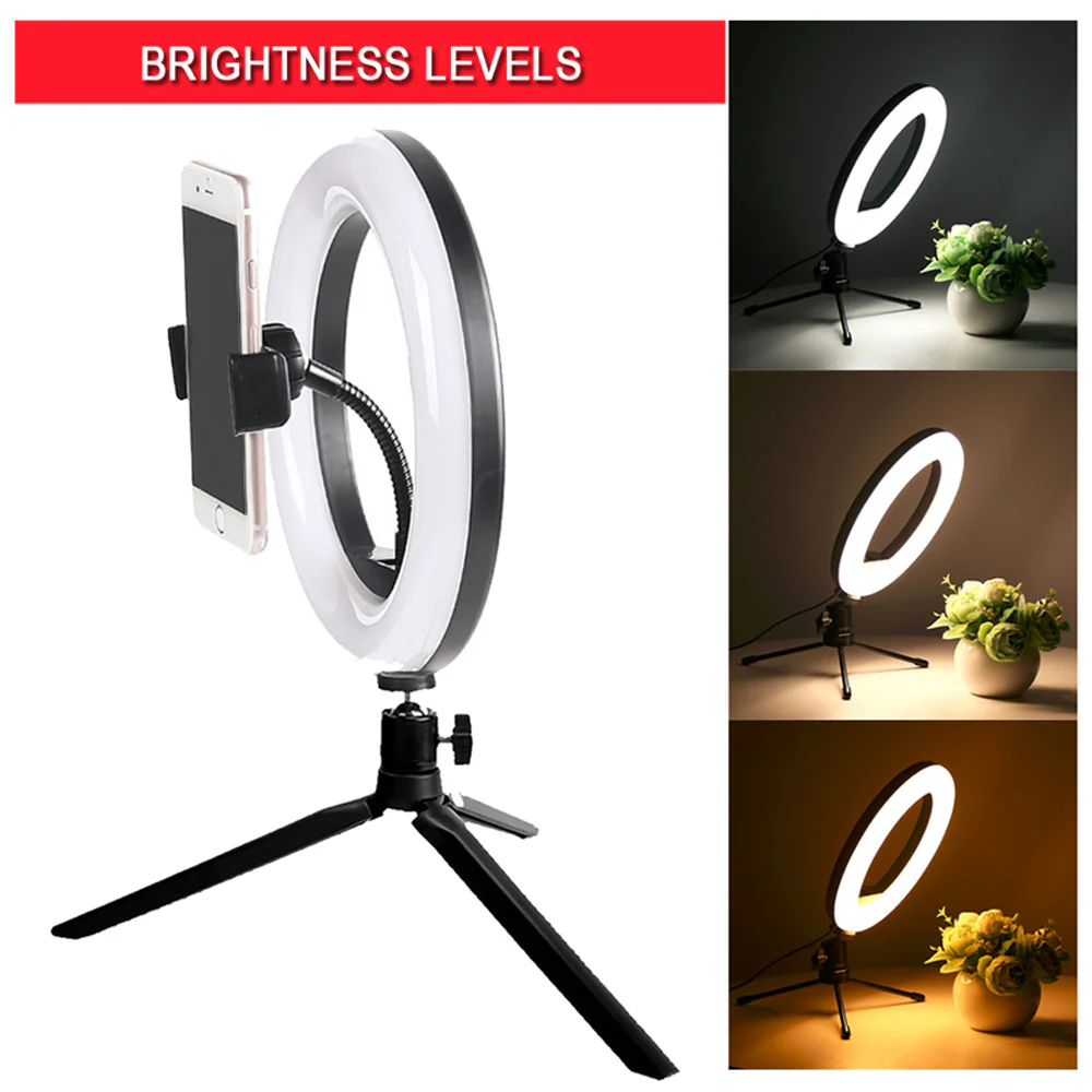 Vivitar 8 Inch LED Ring Light Dimmable Lamp for Iphone Smartphone with Tripod Mount Stand - Image 5