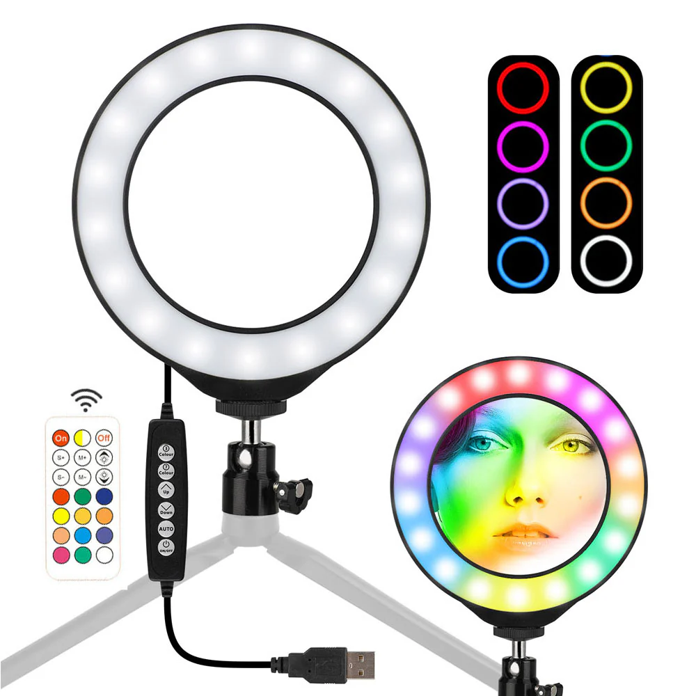 Vivitar Vlog Essentials 8 Inch Full Color RGB LED Ring Light 360° Rotation with Phone Cradle Remote and Tripod - Image 2