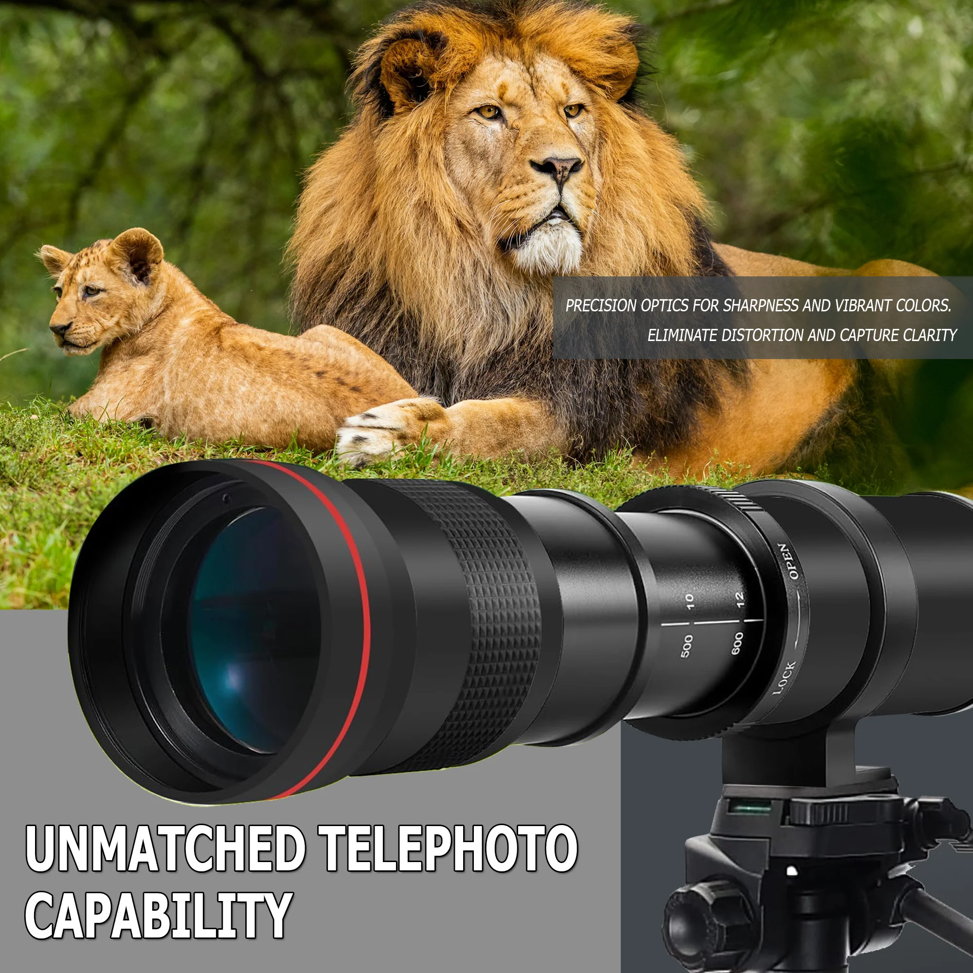 420-1600mm f/8.3 HD Manual Super Telephoto Zoom Lens for Nikon D780 D850 D610 - Image 2