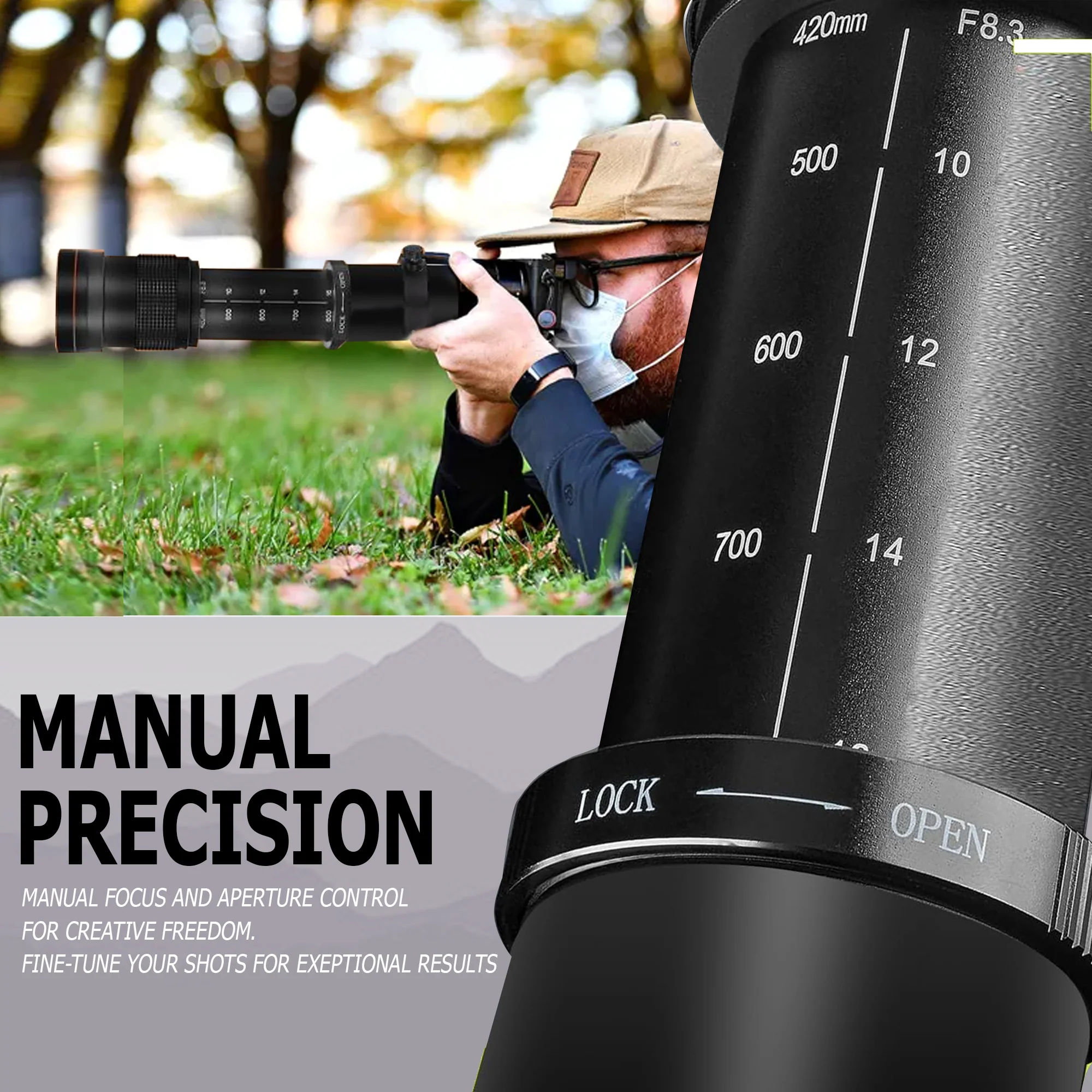 420-1600mm f/8.3 HD Manual Super Telephoto Zoom Lens for Nikon D780 D850 D610 - Image 3