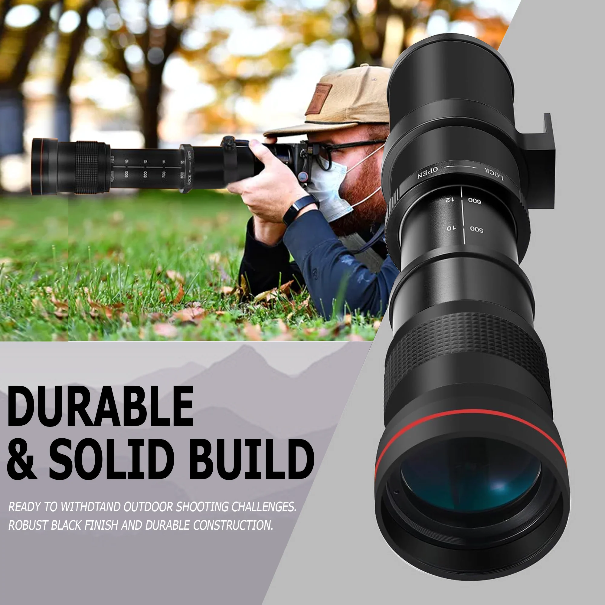420-1600mm f/8.3 HD Manual Super Telephoto Zoom Lens for Nikon D780 D850 D610 - Image 5