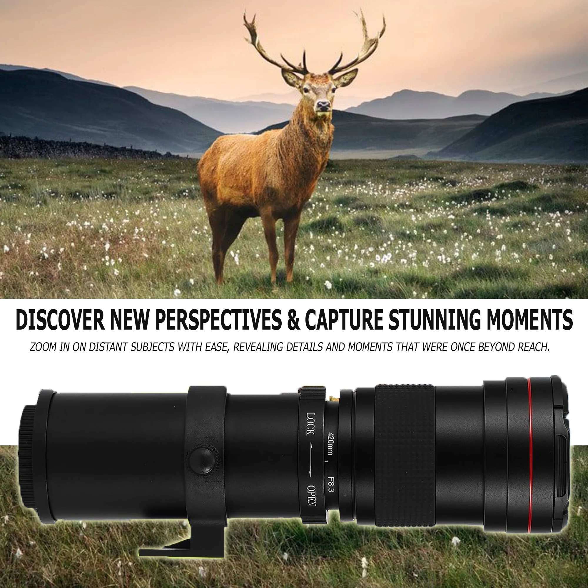 420-1600mm f/8.3 HD Manual Super Telephoto Zoom Lens for Nikon D780 D850 D610 - Image 6