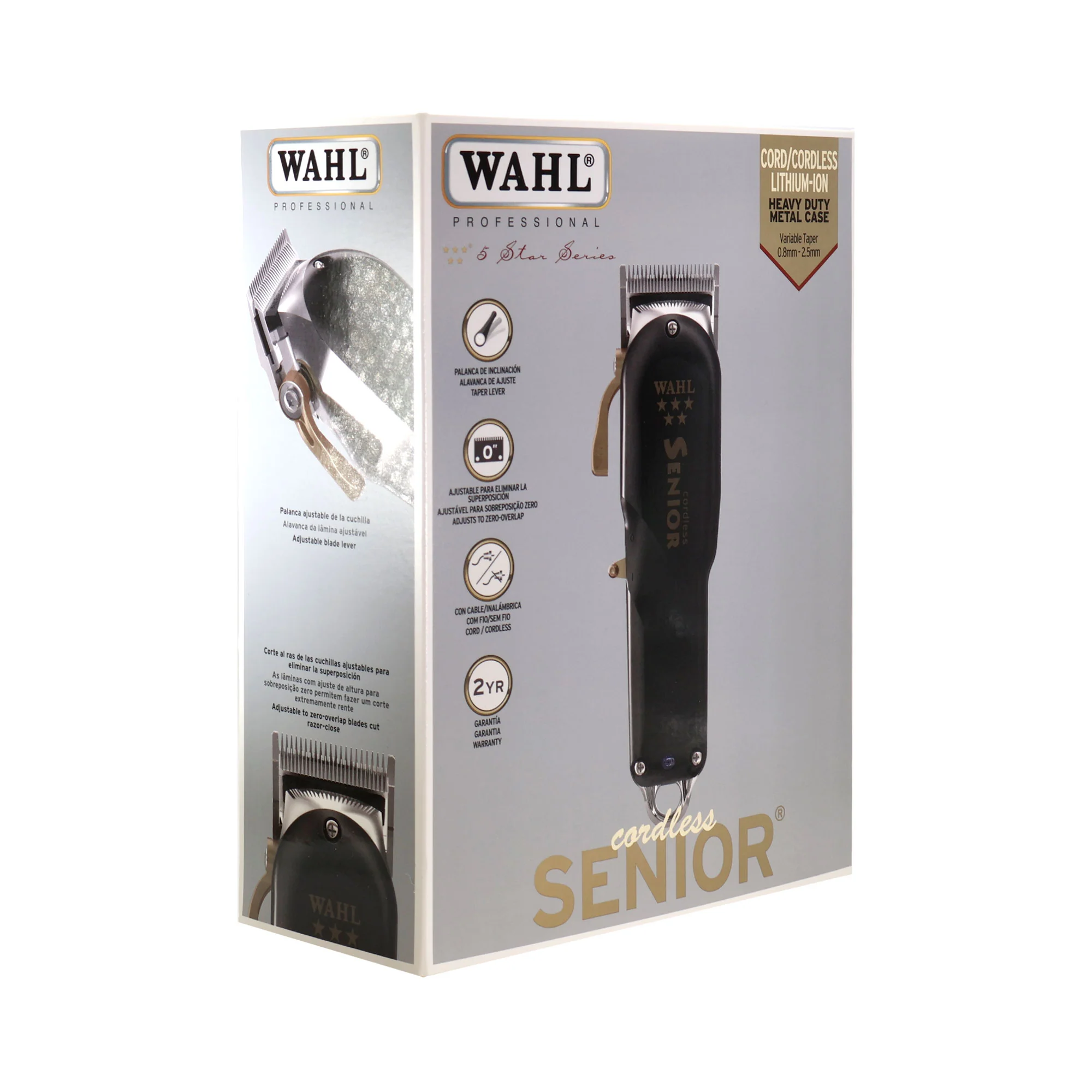 Wahl 8504 Professional Clipper Cordless Senior 120-240V with 8-Pack Premium Cutting Guides and Flat Top Comb - Image 3