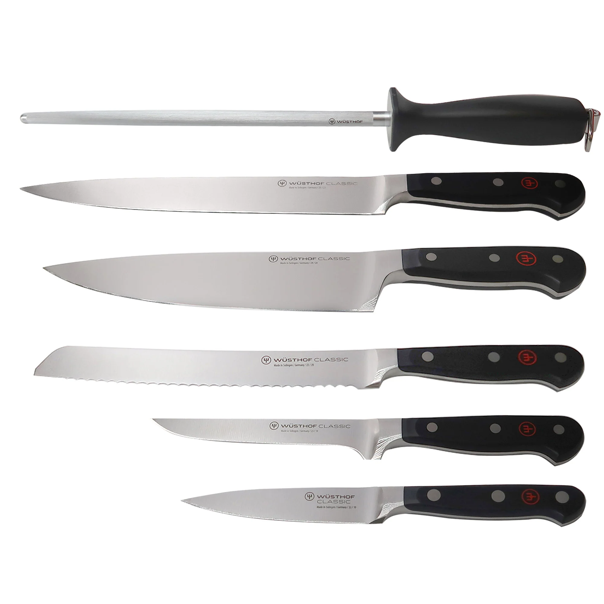 Wusthof 1120160602 Classic Six Piece Cook's Set 6, Black + Wusthof Classic 2-Piece Carving Set - Includes Classic 8" Carving Knife + Classic 6" Straight Meat Fork - 1120160204 + WÜSTHOF Classic 6" Cleaver Knive, Black - Image 2