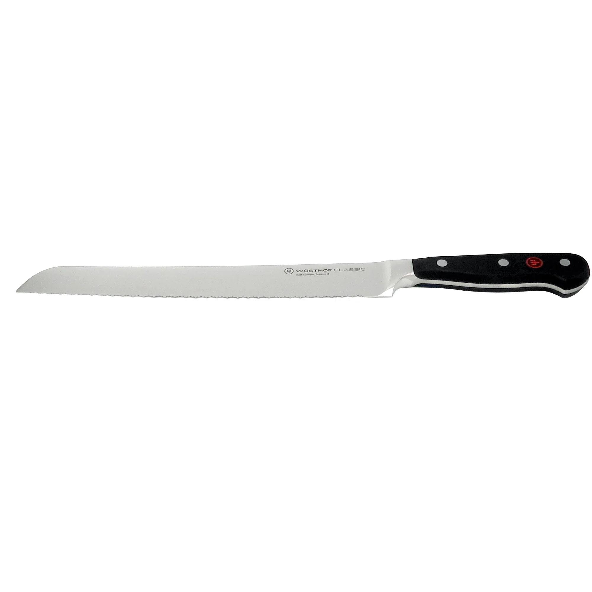 Wusthof Classic 9" Bread Knife, Silver + Wusthof Gourmet 7" Hollow Edge Santoku Knife, Black - Image 6