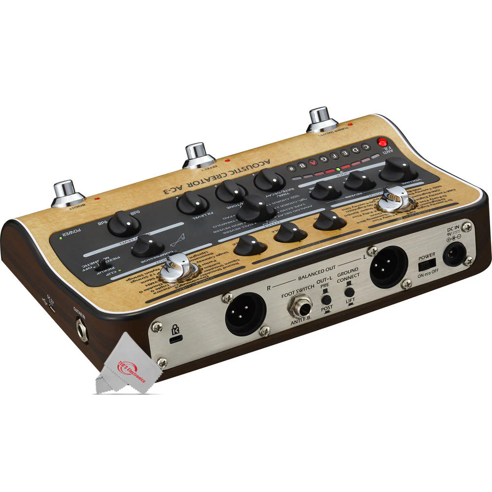 Zoom AC-3 Acoustic Creator Pedal with Samson SR350 Over-Ear Stereo Headphones (Special Edition Blue) - Image 8