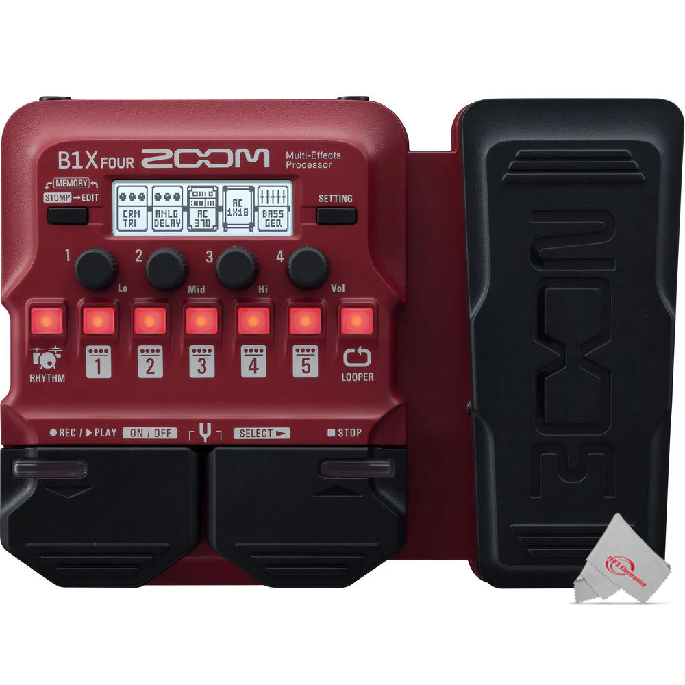 Zoom B1X Four Bass Multi-Effects Processor with Expression Pedal + Pig Hog PP9V Pig Power 9V DC Power Supply + Rechargeable Battery and Charger - Image 5