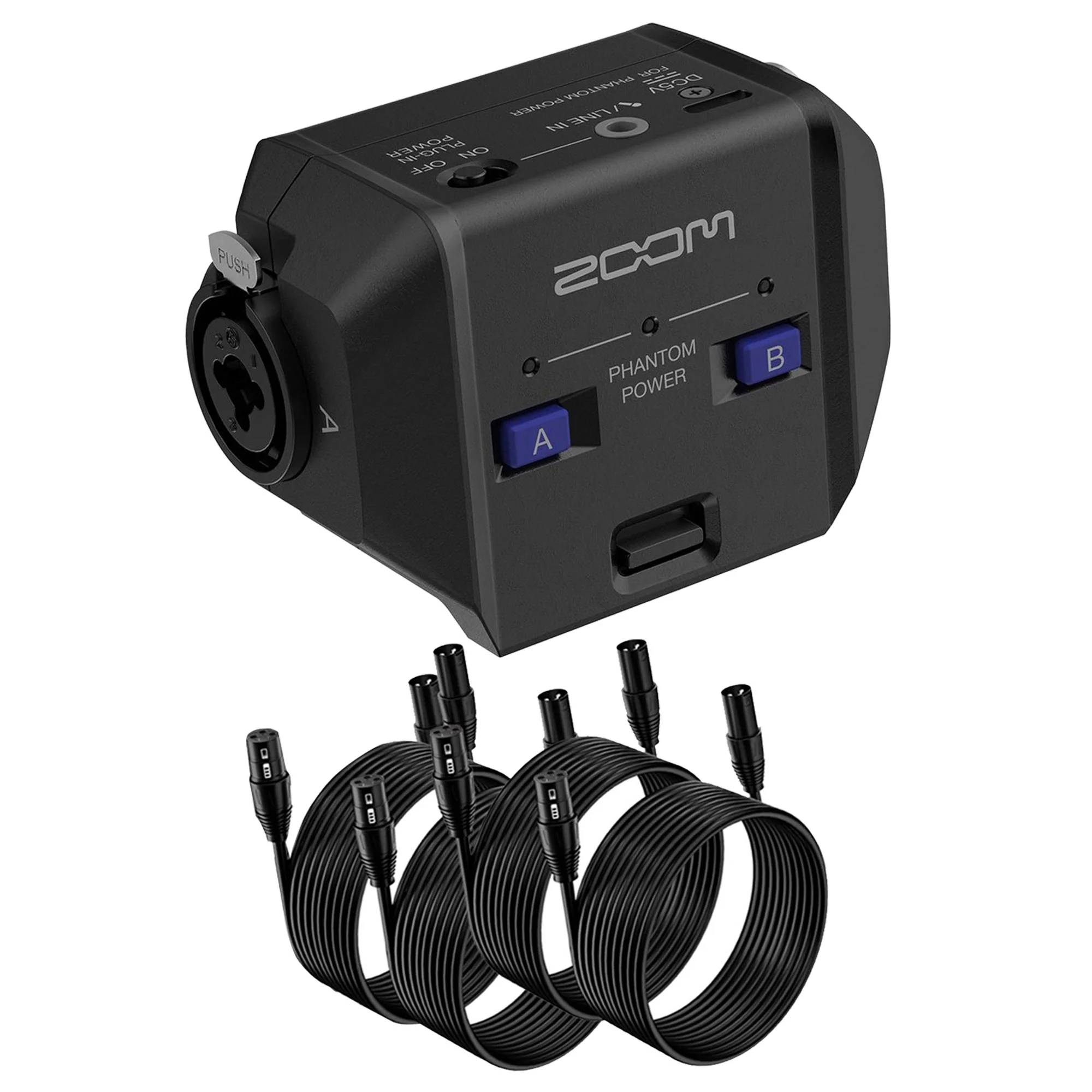 Zoom EXH-6e Dual XLR-1/4" TRS Input Capsule for H6essential Portable Recorder + 4x Pig Hog 8mm XLR Microphone Cable Male to Female 10 Ft Fully Balanced Premium Mic Cable