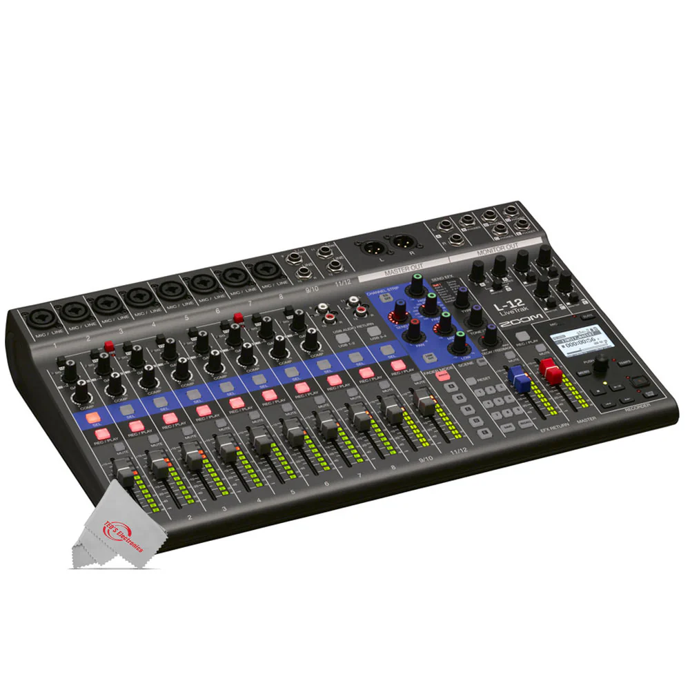 Zoom LiveTrak L-12 - 12-Channel Digital Mixer & Multitrack Recorder with Luxe Keyboard & Gear Bag - Image 2