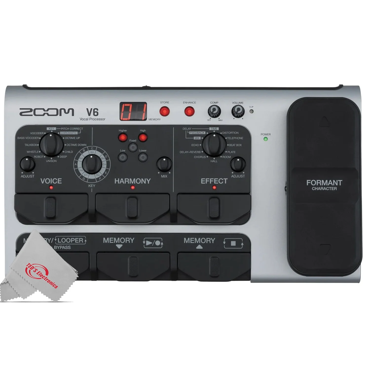 Zoom V6-SP Multi-Effects Vocal Processor Pedal + SGV-6 Vocal Microphone for V6 And V3 Vocal Processors + 8mm XLR Microphone Cable Male to Female 10 Ft - Image 2